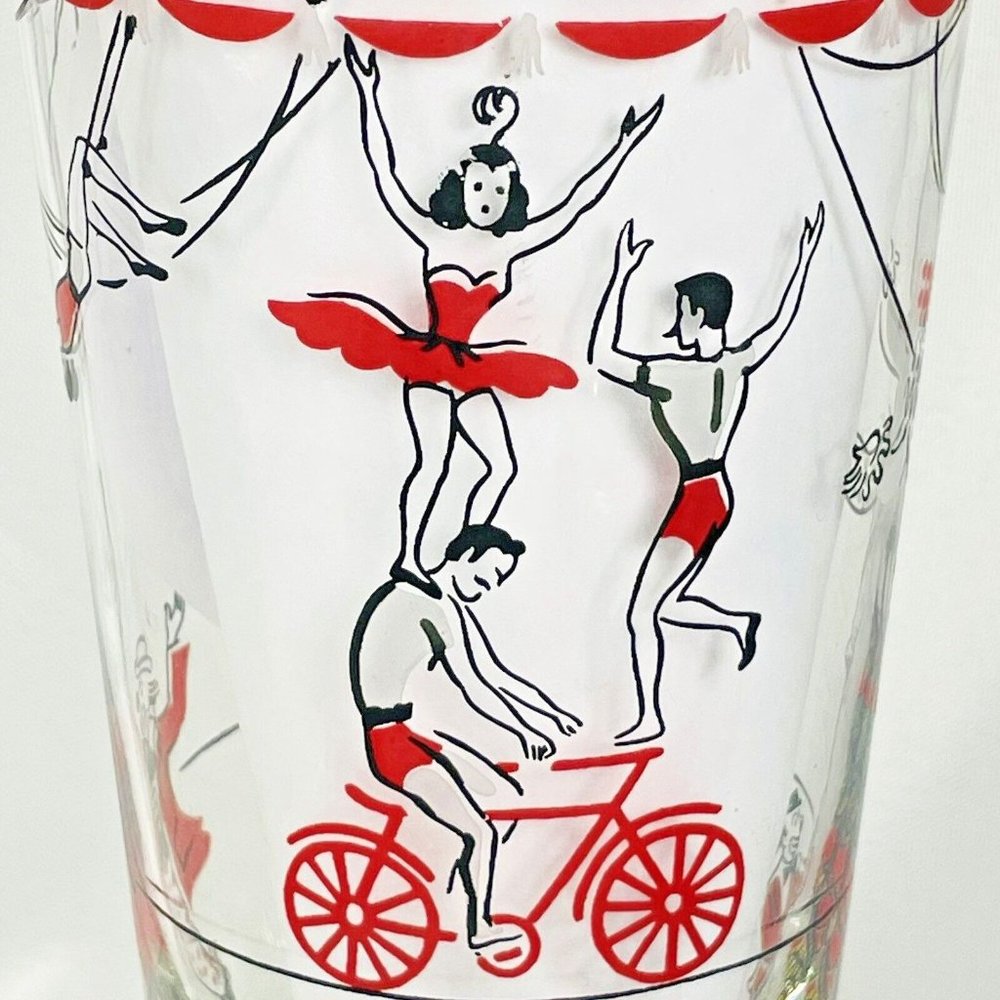 Vintage Libbey Glass Co. Fun Circus Highball Glasses 16 Ounce Tumbler Gold Rim - Picture 10 of 16